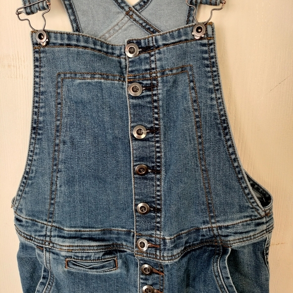 Free People Button Fly Denim Overalls Womens Size 25 - Picture 2 of 4